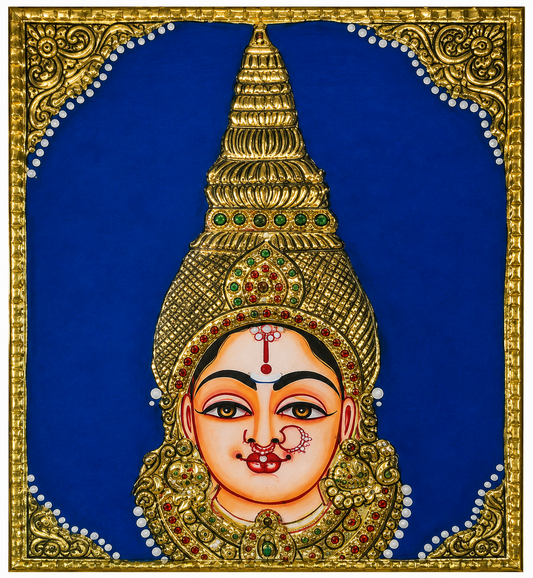 Devi with Crown Tanjore Painting 6x8 inches