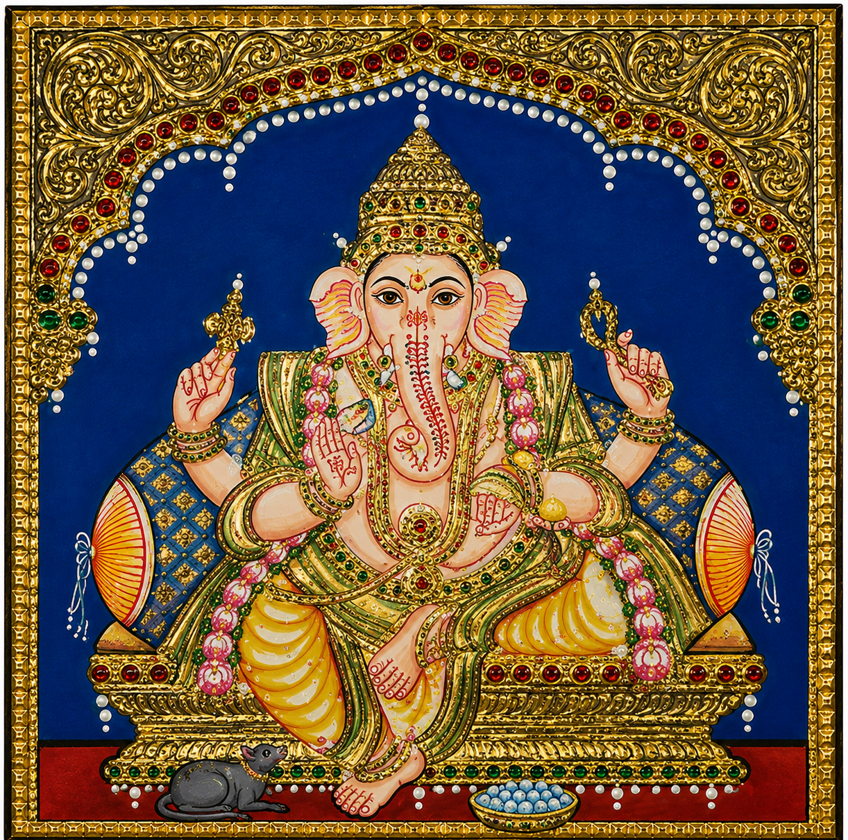 Maha Ganapathy Tanjore Painting 6x8 inches