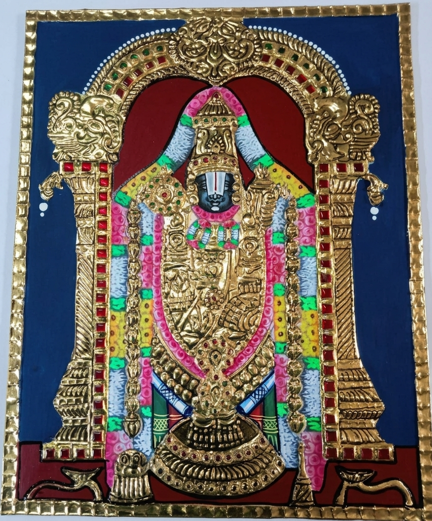 Thanjavur Painting – Balaji (Tirupati Venkateswara) | 10x8 Inches