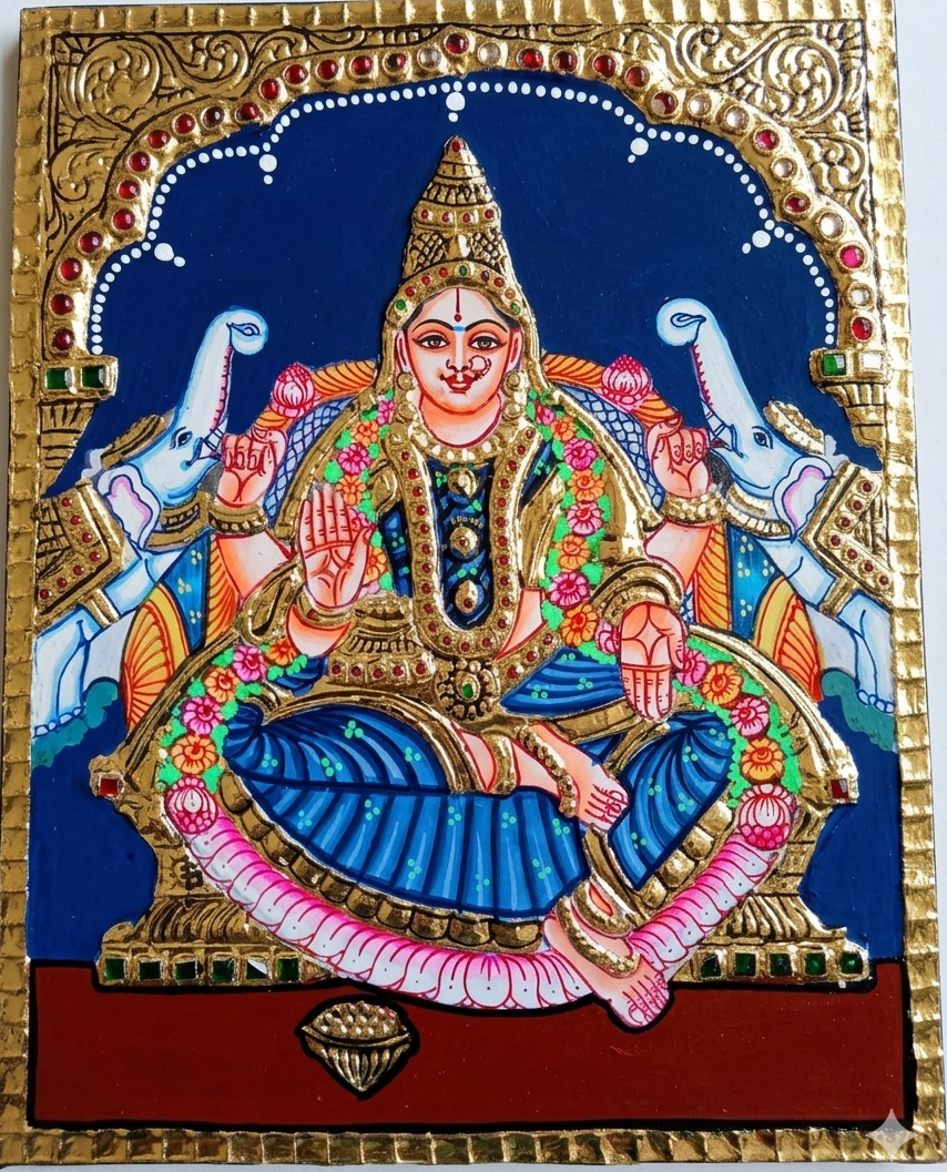Thanjavur Painting – Gajalakshmi | 10x8 Inches