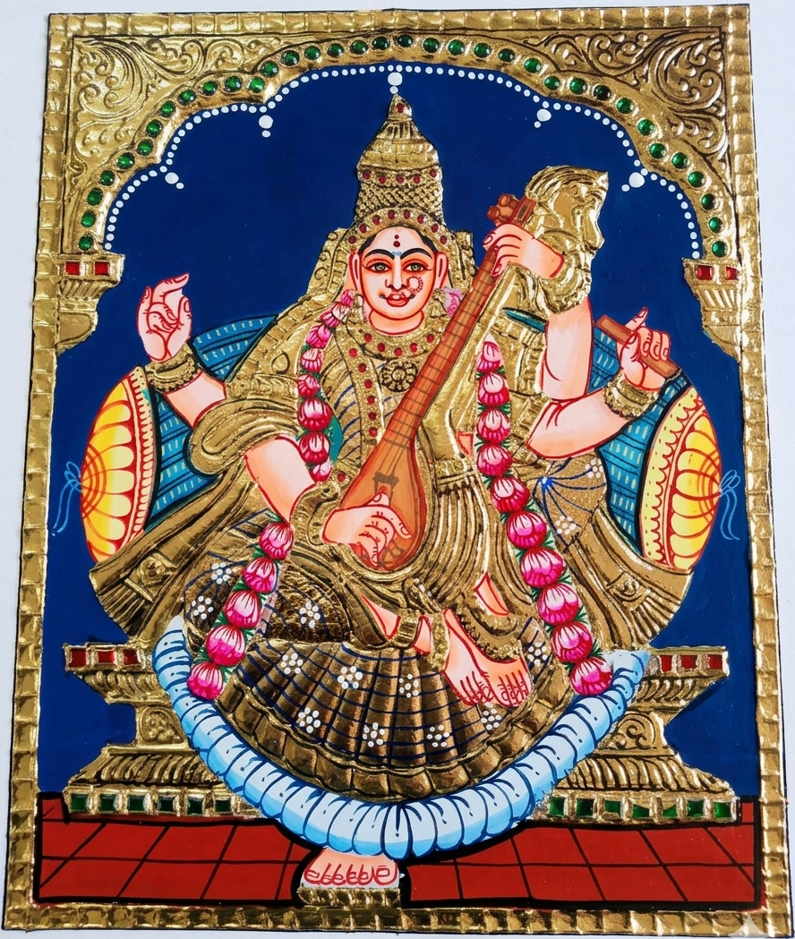 Thanjavur Painting – Saraswathy | 10x8 Inches