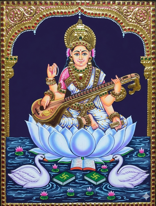 Thanjavur Painting – Goddess Saraswathi